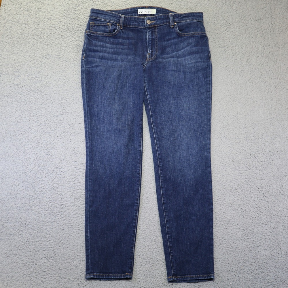 Velvet Graham & Spencer Jenny Boyfriend Jeans Ink Blue Stretch Denim VELBF687 31